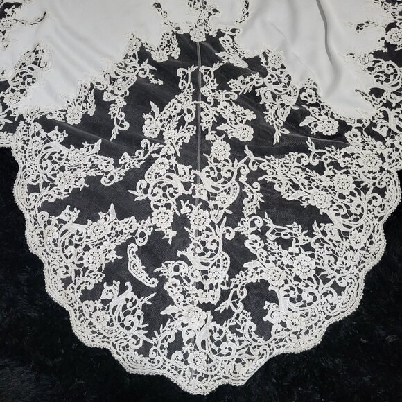 NWT~$1595~JOVANI~SZ 4~IVORY LACE RHINESTONE EMBELLISHED LONG TRAIN WEDDING DRESS - Picture 13 of 16